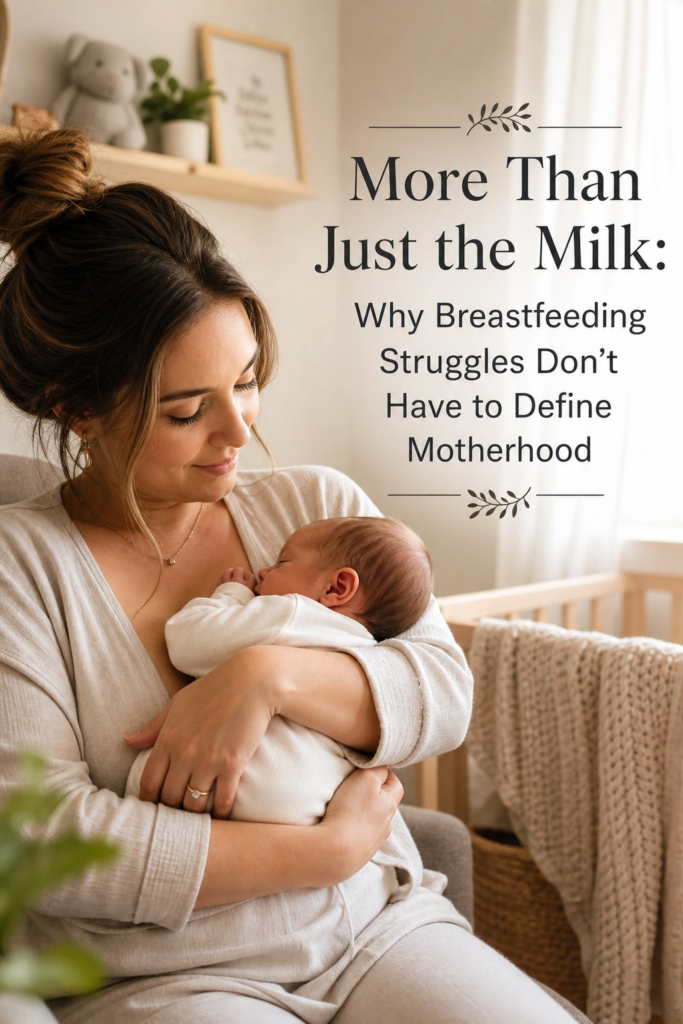 mom holding a new baby breastfeeding
