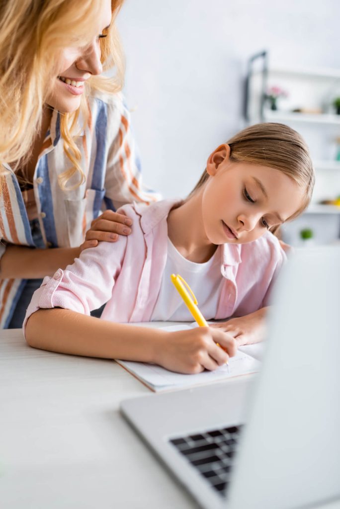 mom helping girl unique learning style