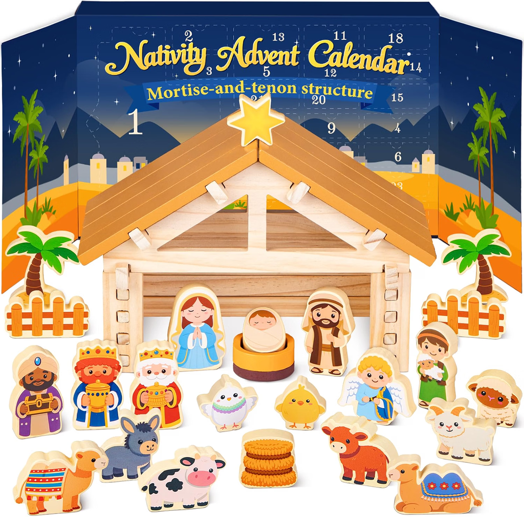wooden nativity calendar for kids toddlers