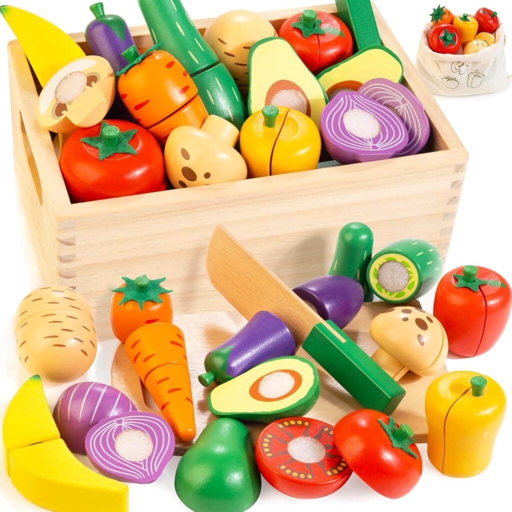 wooden play food