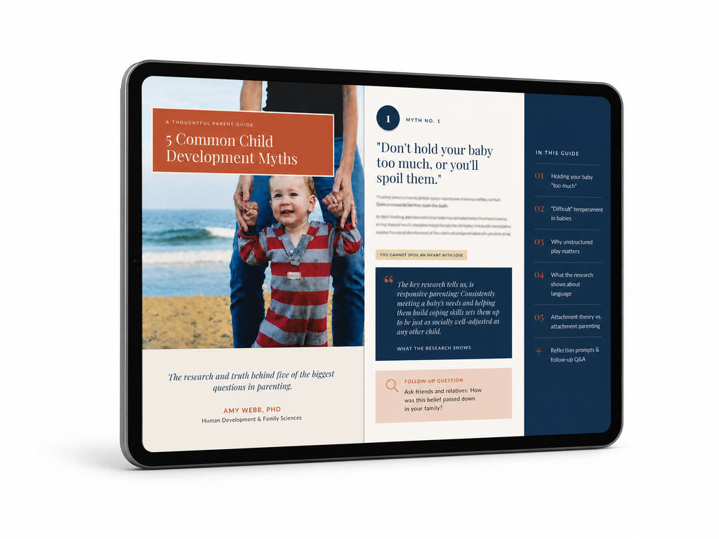 child development myth guide on tablet