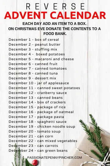 reverse advent calendar