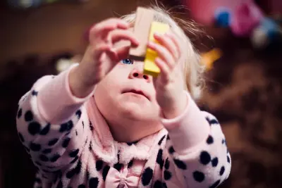 child playing with blocks