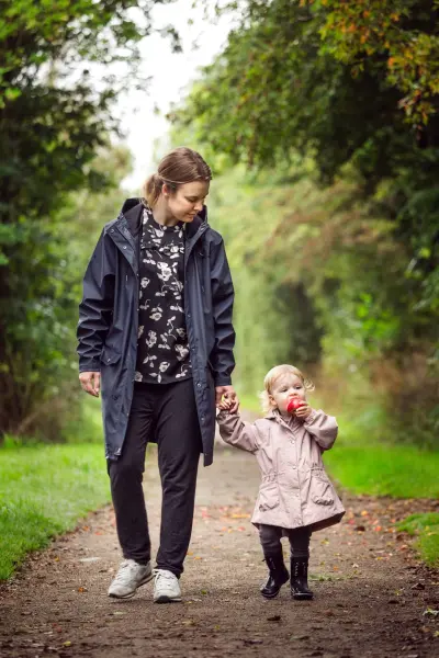 toddler with mom