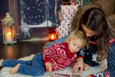 child and mom during holidays child and mom during christmas